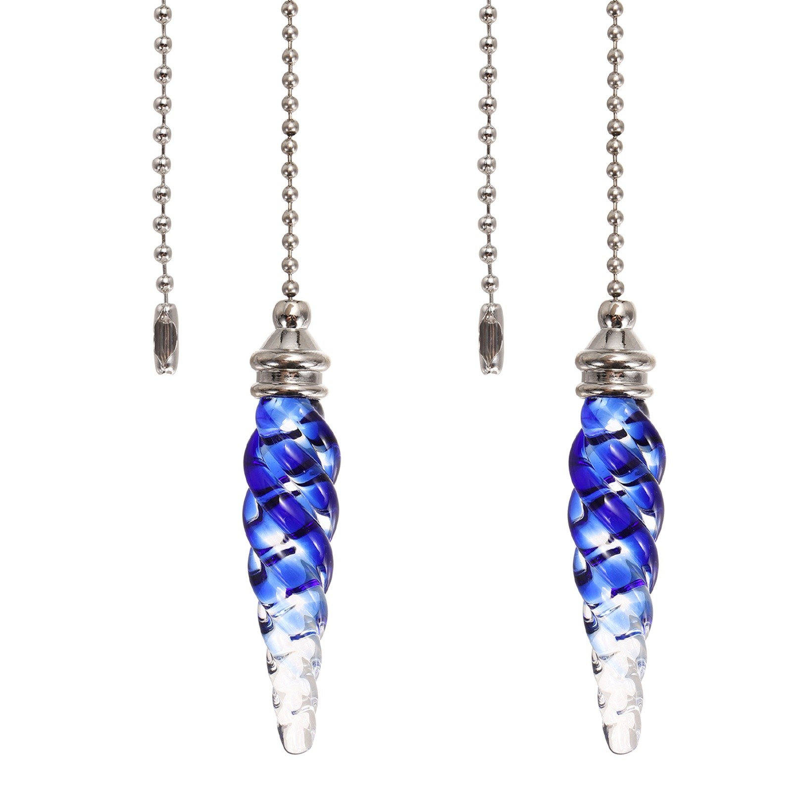2 Pcs Crystal Ceiling Fan Pull Chain Extender 15 Inch for Light, Blue