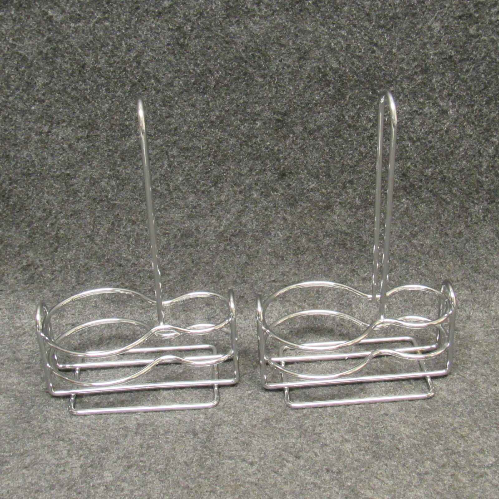 (2) Chrome Finish Restaurant Sauce Caddy 1 Bottle Ketchup 1 Tabasco Hot Sauce