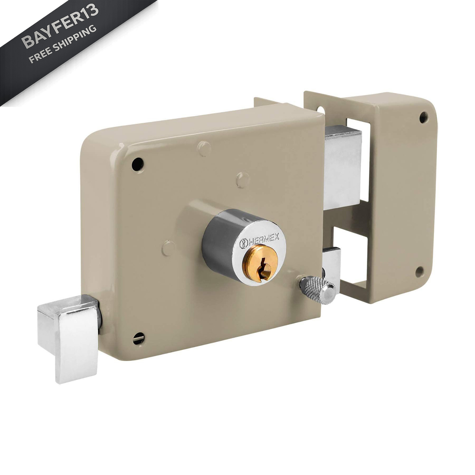 Truper 43583 / CS-70DB - Right Rim, Deadbolt Rim Door Lock Set, Standard Gray