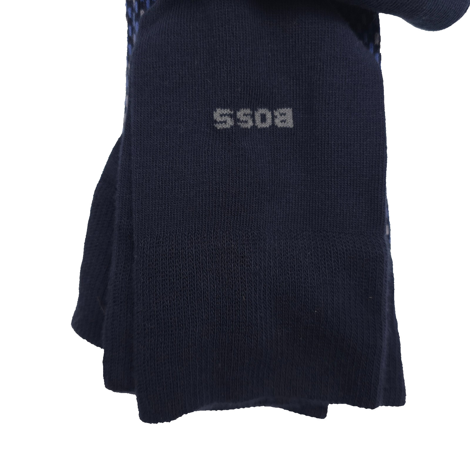 Hugo Boss Mens Dress Socks 2-Pair Finest Soft Cotton Blue Crew One Size (7-13)