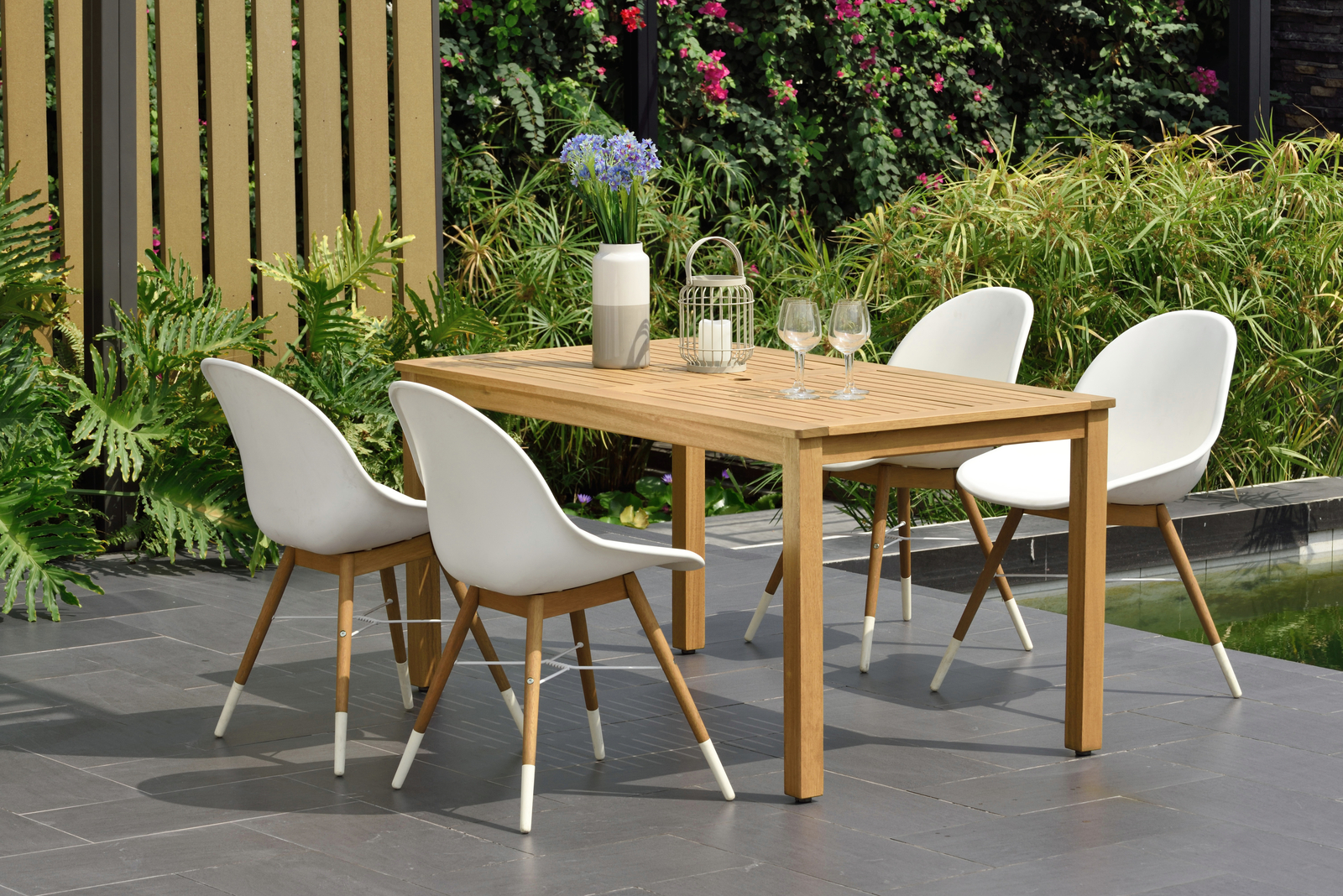 Amazonia Chezy 5-Piece Outdoor Dining Set | Teak Finish | Ideal for Patios