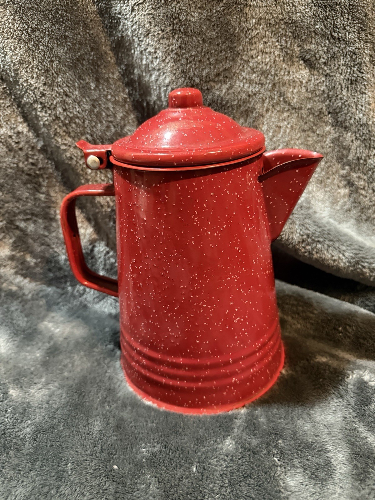Red Speckled Enamelware Percolator Coffee Pot for Stove or Camp Fire