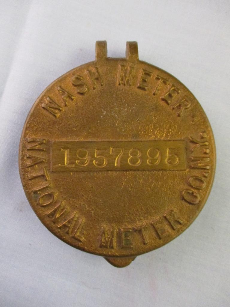 Vtg Nash Meter Co New York NY National Meter Co Brass Valve Cover Belt Buckle