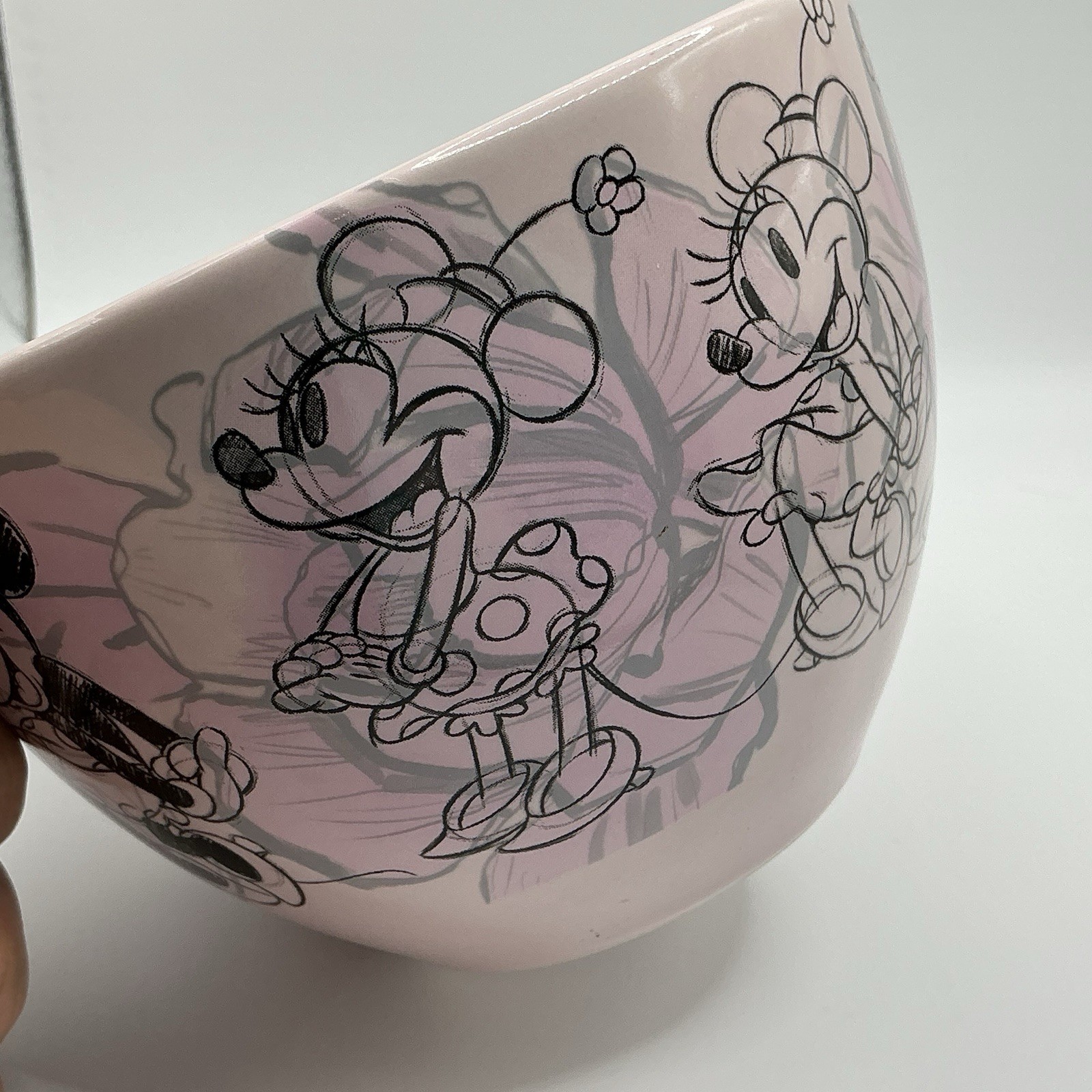 Disney Sketch Art Minnie Mouse Large Pink Coffee Mug Tea Cup Black Handle GUC