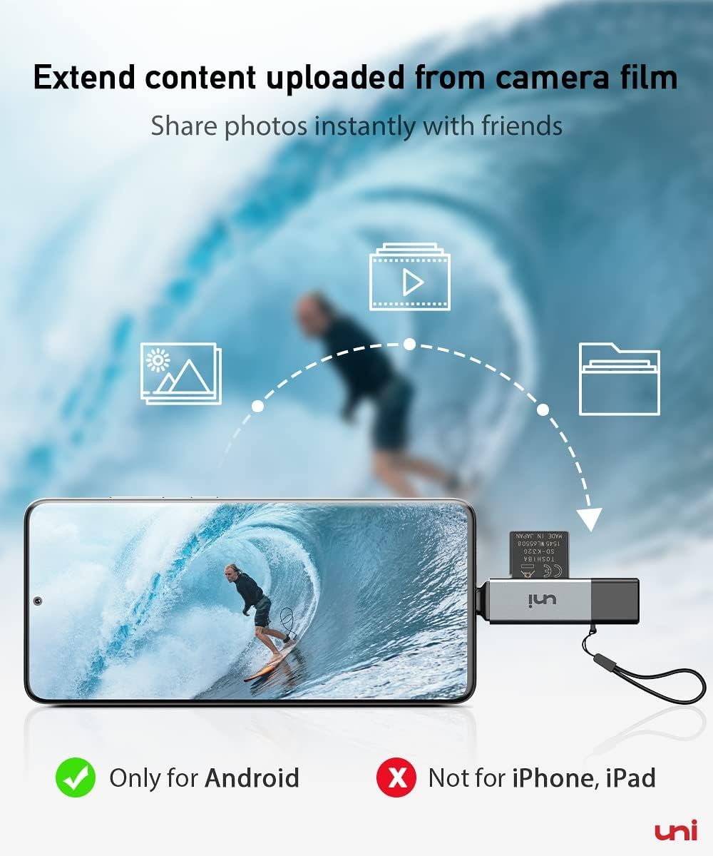 uni USB-C SD Card Reader Dual Slot Micro SD Adapter USB 3.0 Mac Chromebook