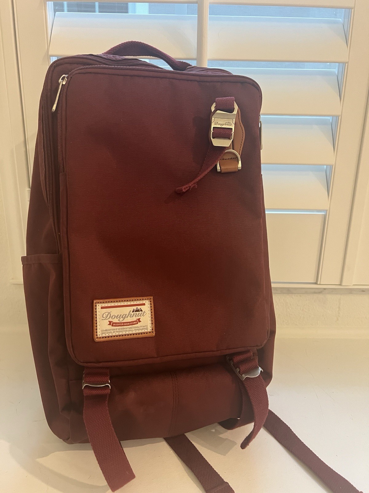 Doughnut Toast Model Burgundy Nylon Backpack