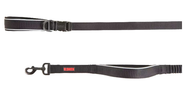 KONG Reflective Shock Absorbing Hands-Free Bungee Dog Leash 6' (Black)