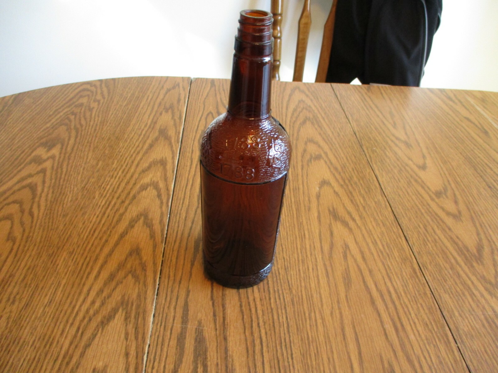 BROWN GLASS BOTTLE EMBOSSED 4/5 QUART 1788 WHISKY BOTTLE
