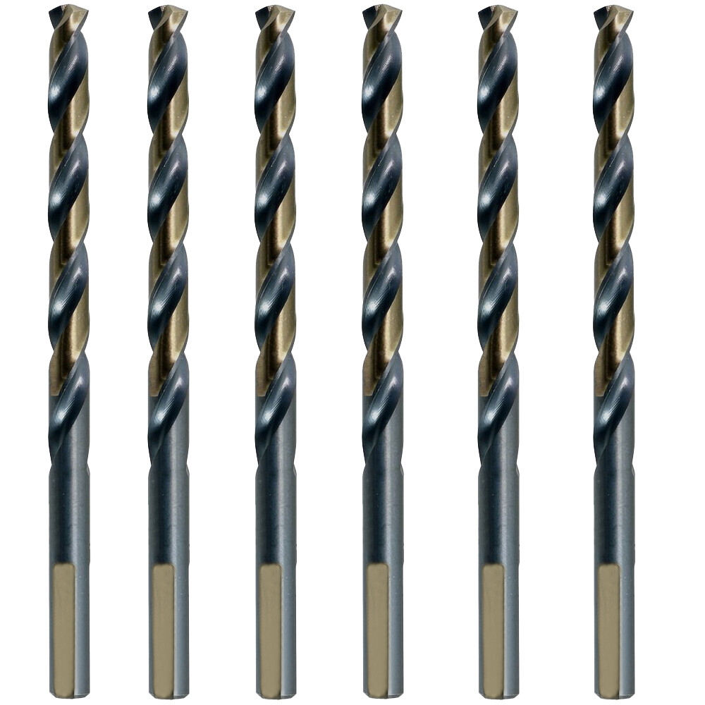 6PCS 3/8" HSS M2 Drill Bits Set Jobber Length Twist 3-Flats Metal Drill Bits