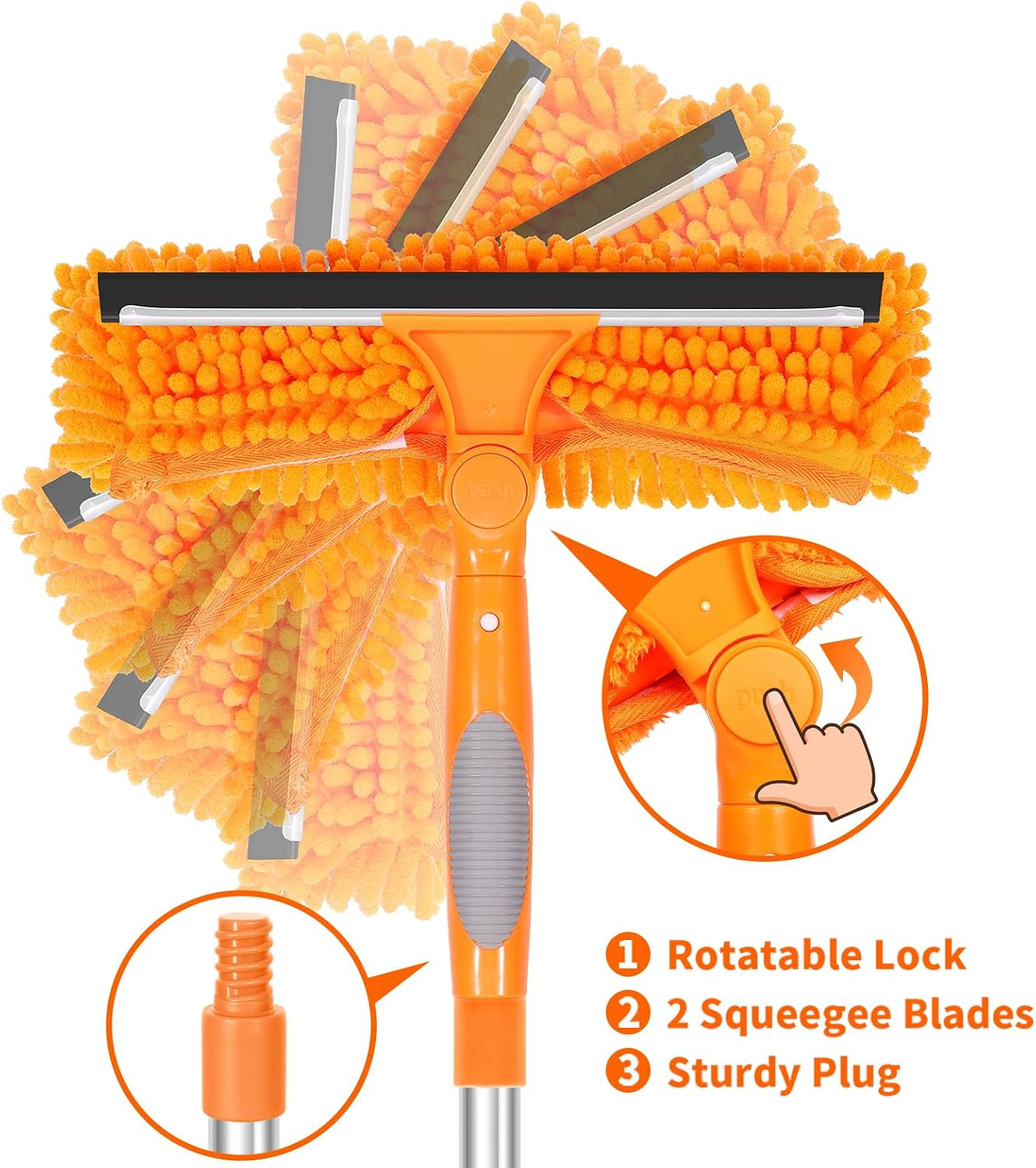 67" Squeegee Window Cleaner, 2 in 1 Professional Window Cleaning Tool Kit