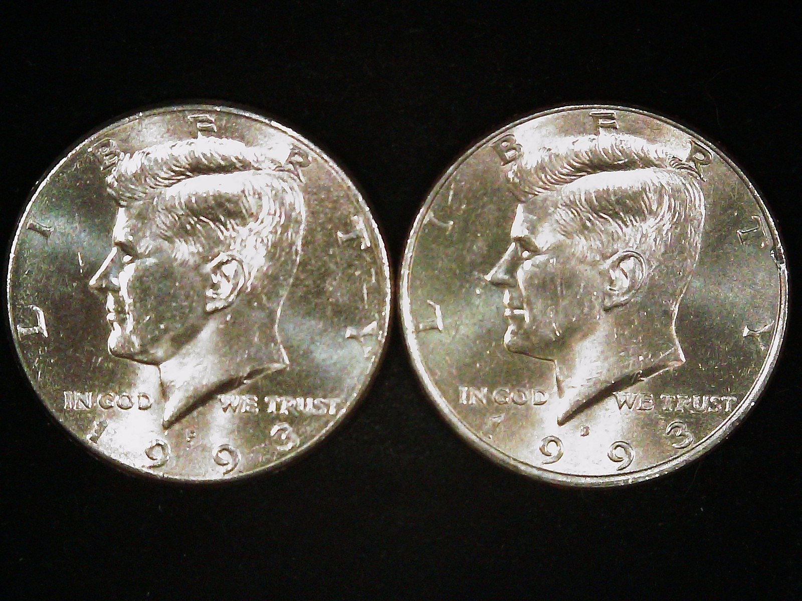1993-P and D Kennedy Half Dollars (2 coins) AU++. Free Shipping!