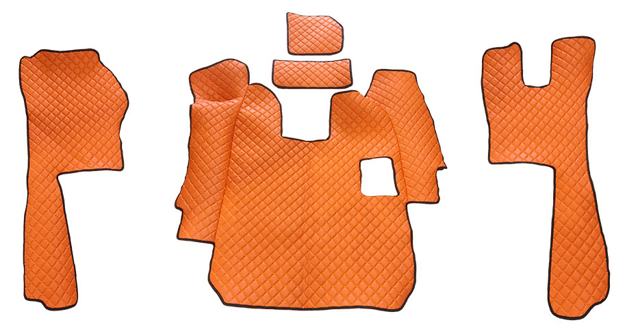 5 pcs Orange Eco Leather Floor Mats for Scania R 2005-2010 Manual Gear RHD