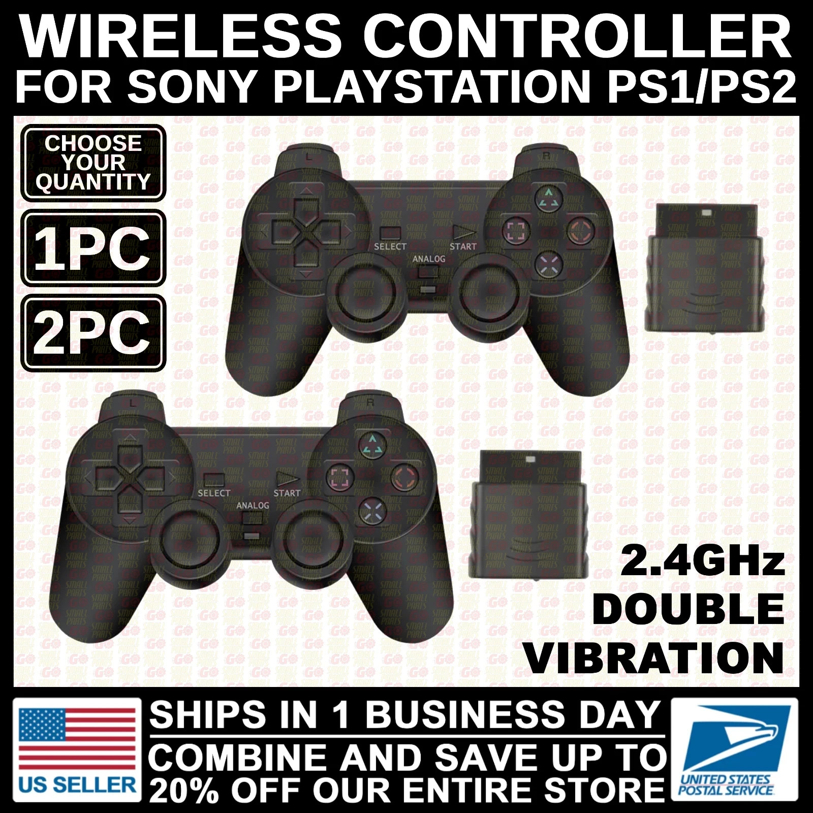 Wireless Controller For Sony PlayStation PS2 2.4GHz Dual Vibration Twin Shock