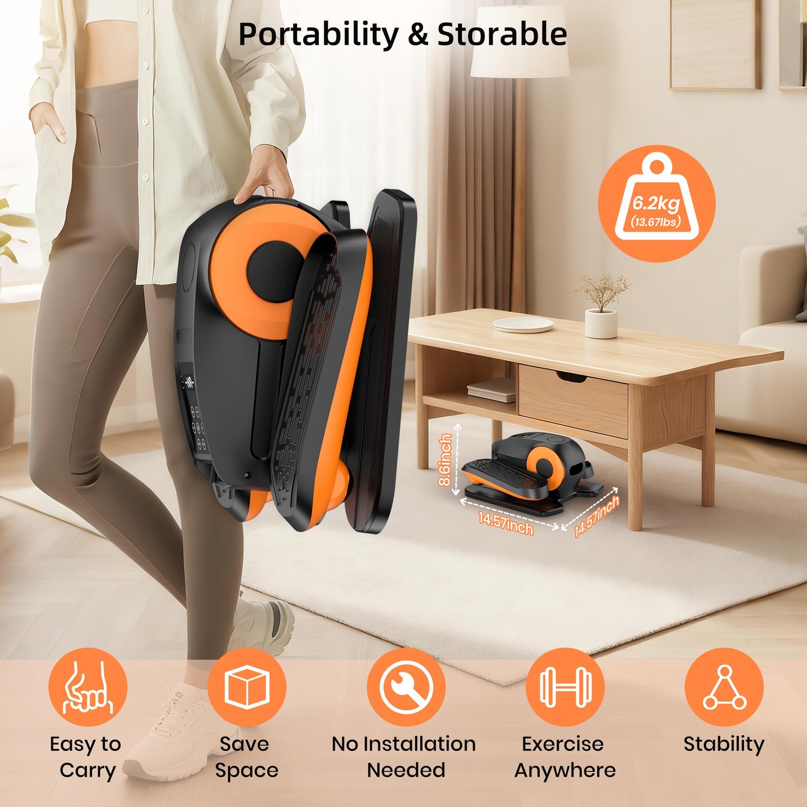 Under Desk Elliptical Machine with Remote Control, 12 Adjustable Speeds Elect...