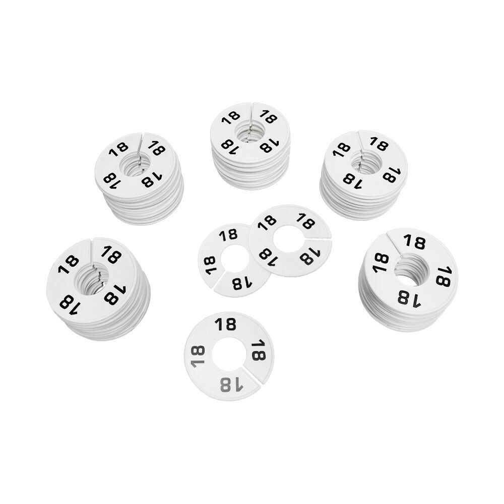 10 PC 3-1/2" Clothing Rack Sizes 18 Dividers Hangers White Plastic Round