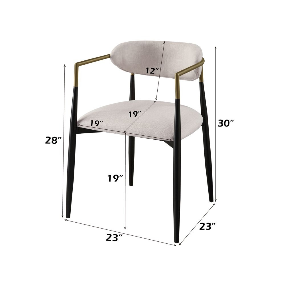 Jaramillo Arm Chair (Set-2) Beige Linen & Black