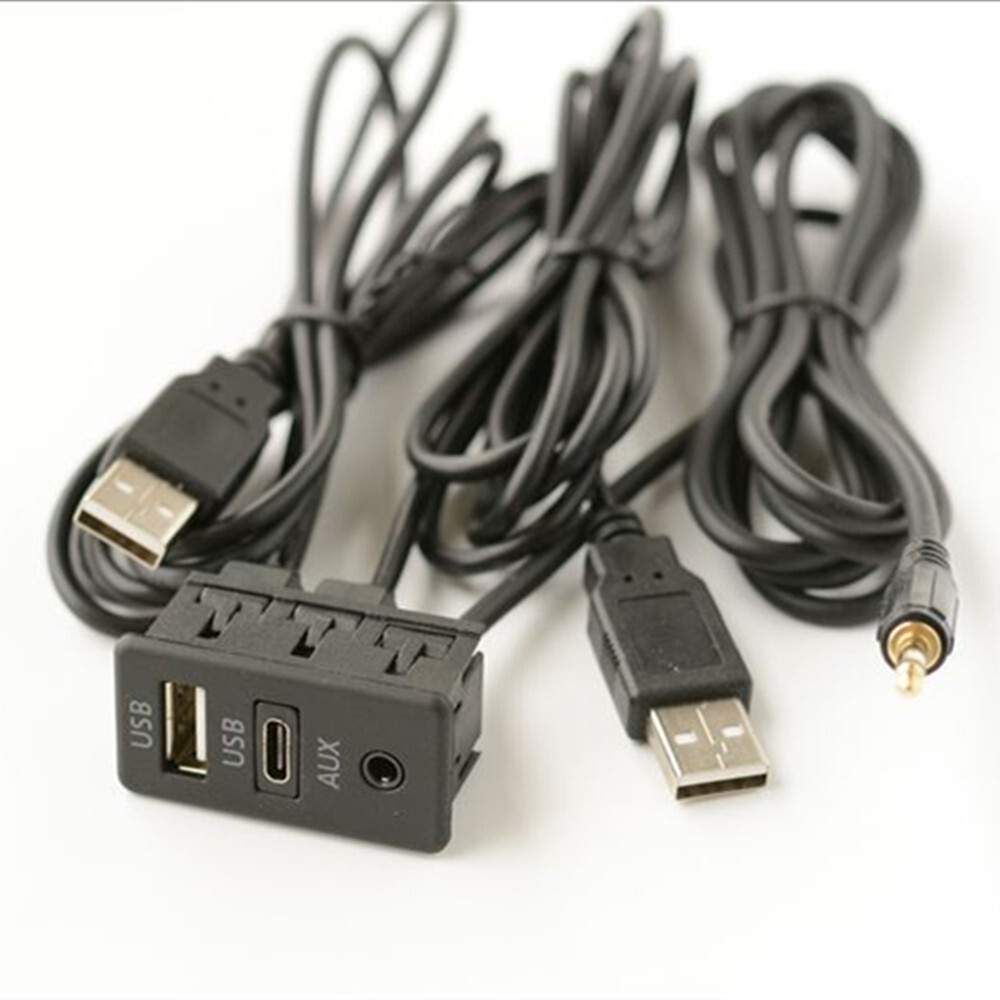 150CM Extension Cable Adapter Type C AUX USB Extender Car Dash Flush Panel Mount
