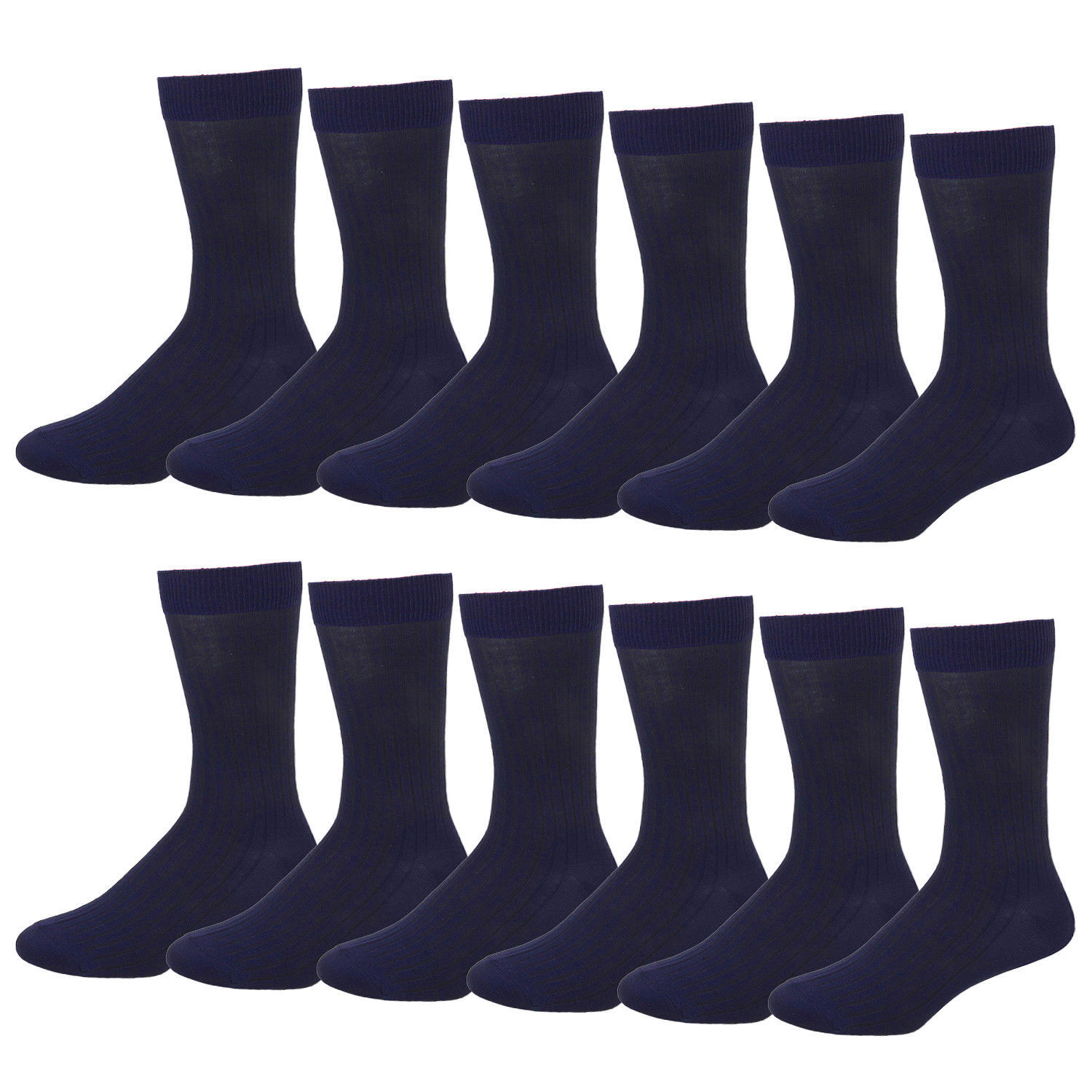 New 12-Pack All Navy Men Dress Socks