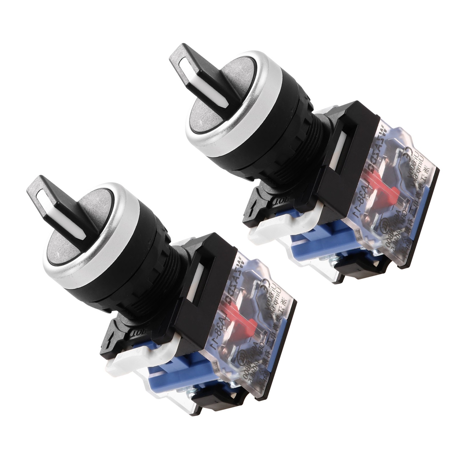 Rotary Selector Switch 2 Positions 1NO+1NC Latching AC 600V 10A 22mm,2 Set