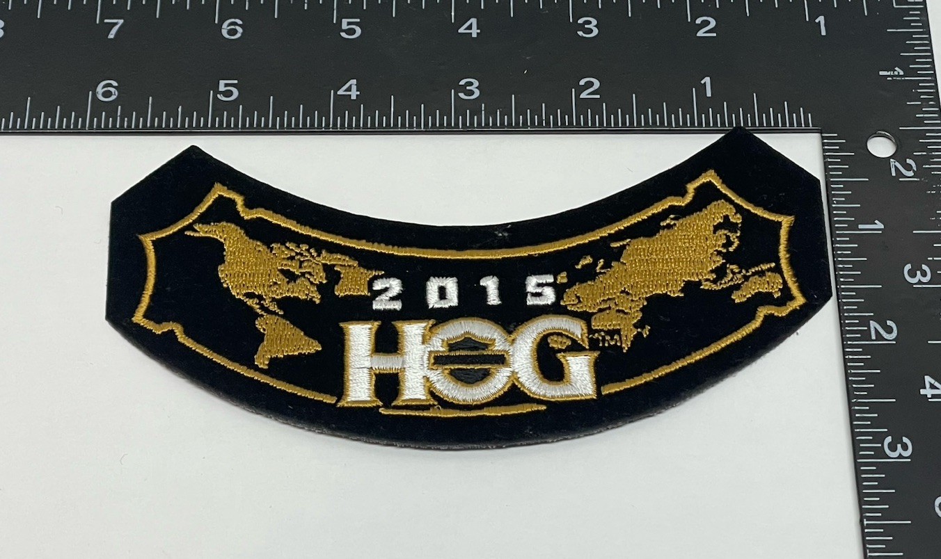 Harley Davidson HOG 2015 PATCH Set Rocker Pin & Patch Embroidered “HOG” NICE!