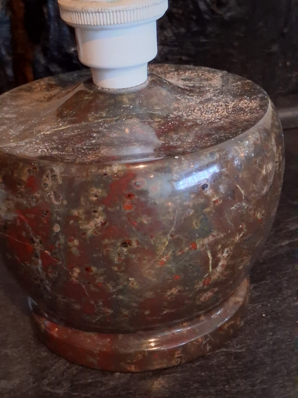 Cornish Serpentine Stone Lamp Base Vintage Mid Century Project Light