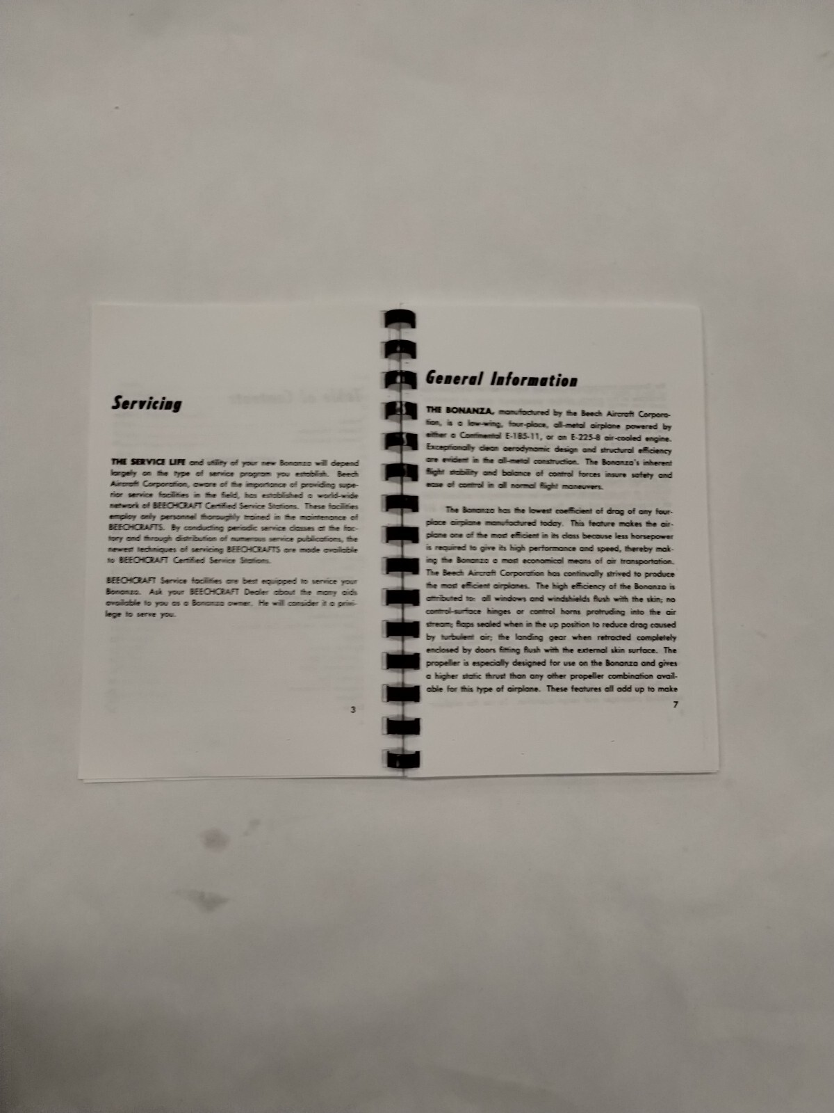 Beechcraft Bonanza Model E35 Owner's Manual-Copy