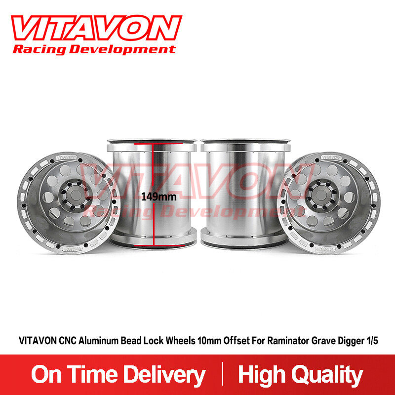 Vitavon 149mm Alu Bead Lock Wheels 10mm Offset For Raminator Grave Digger 1/5