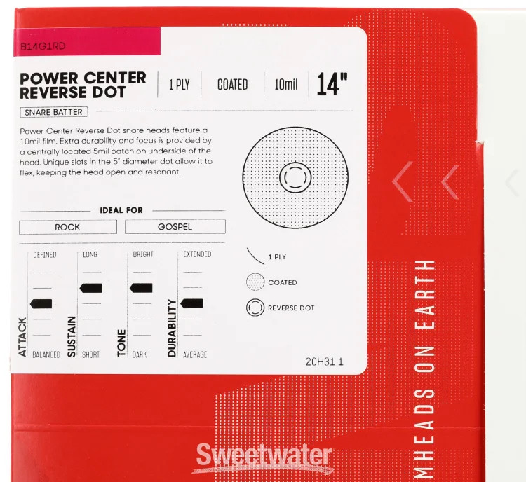 Evans Power Center Reverse Dot Drumhead - 14 inch