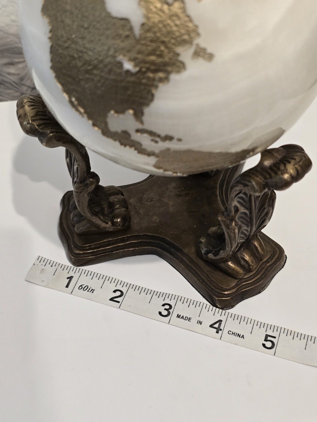 Maitland Smith Marble Stone Globe Solid White Gold - No Base