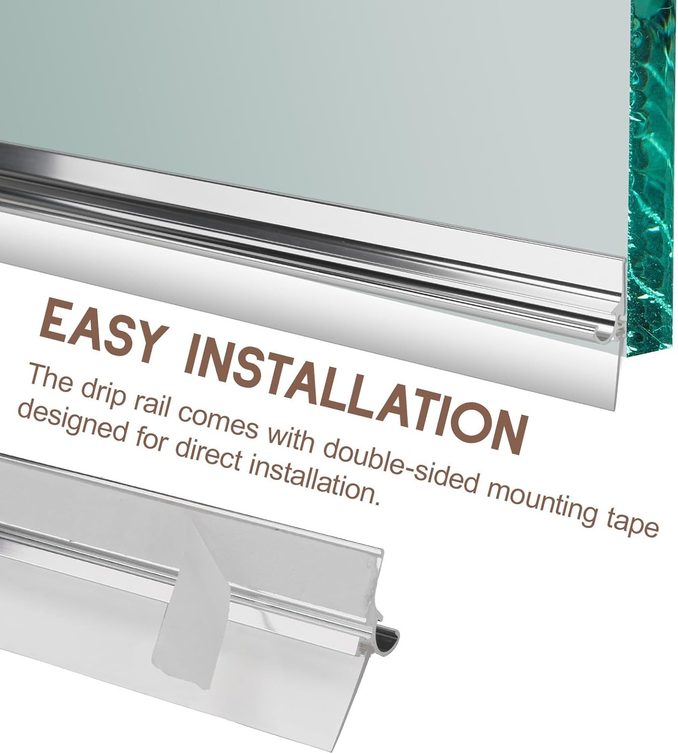 32” Shower Door Drip Rail With Sweep compatible with Chrome Framed Shower Door