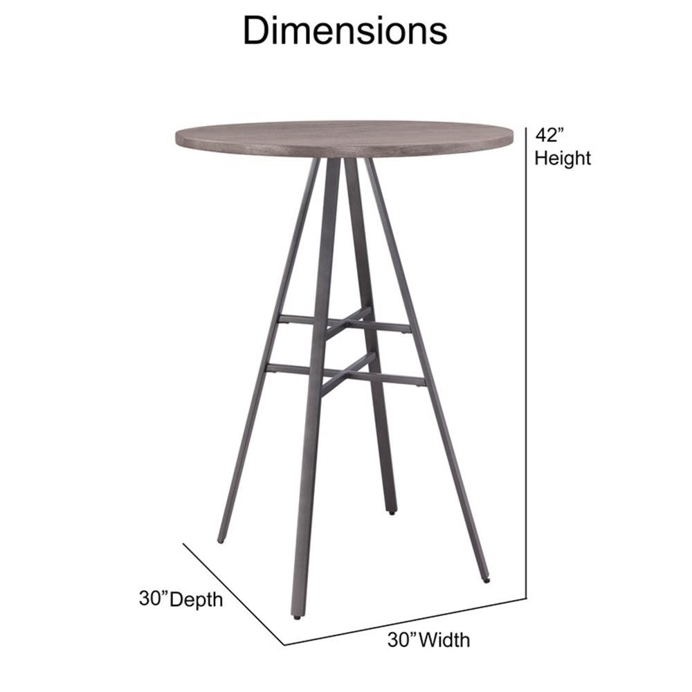 Bowery Hill 3-Piece Gray Metal Pub Height Table Set with Backless Swivel Stools