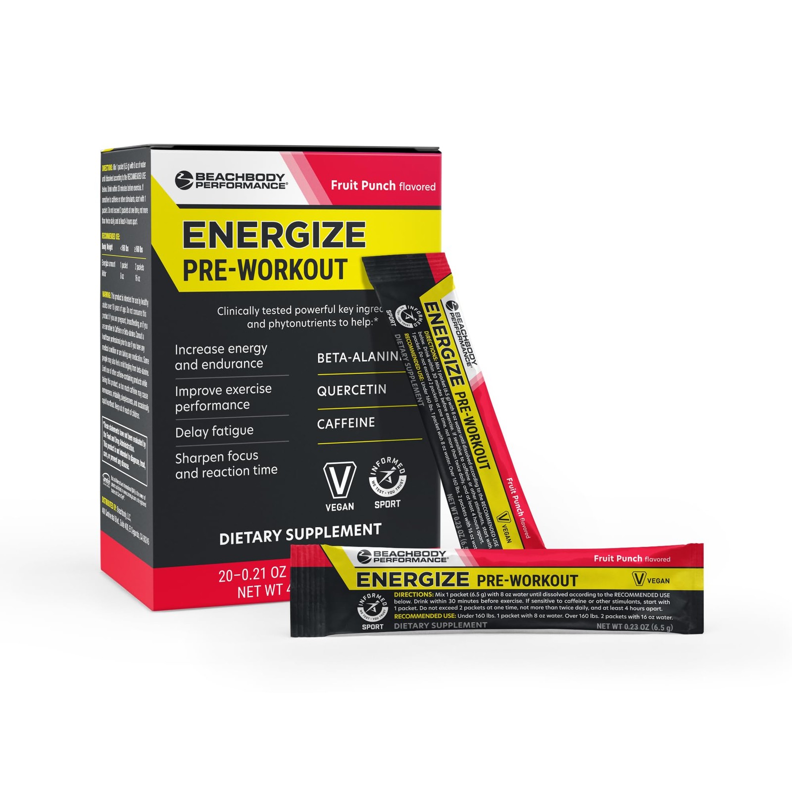 BODi Energize Pre Workout Fruit Punch 20 Servings