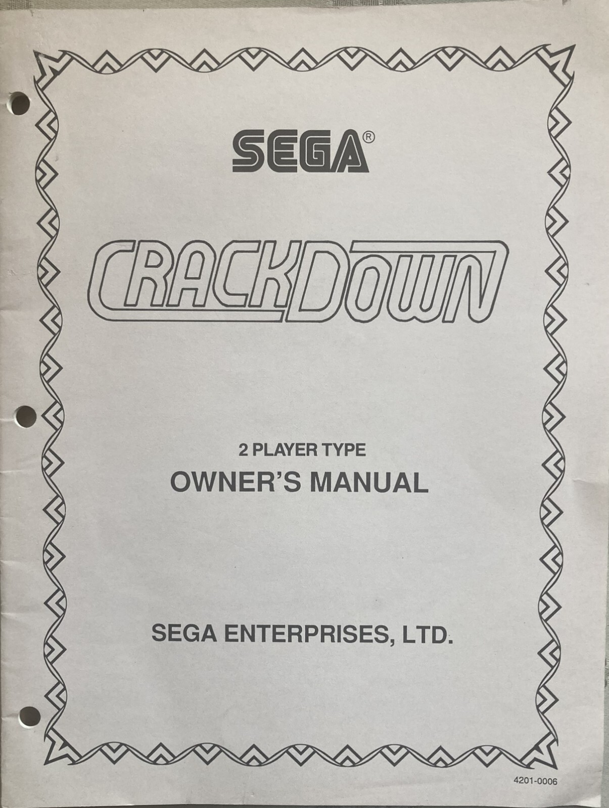 Crackdown Arcade Game Manual