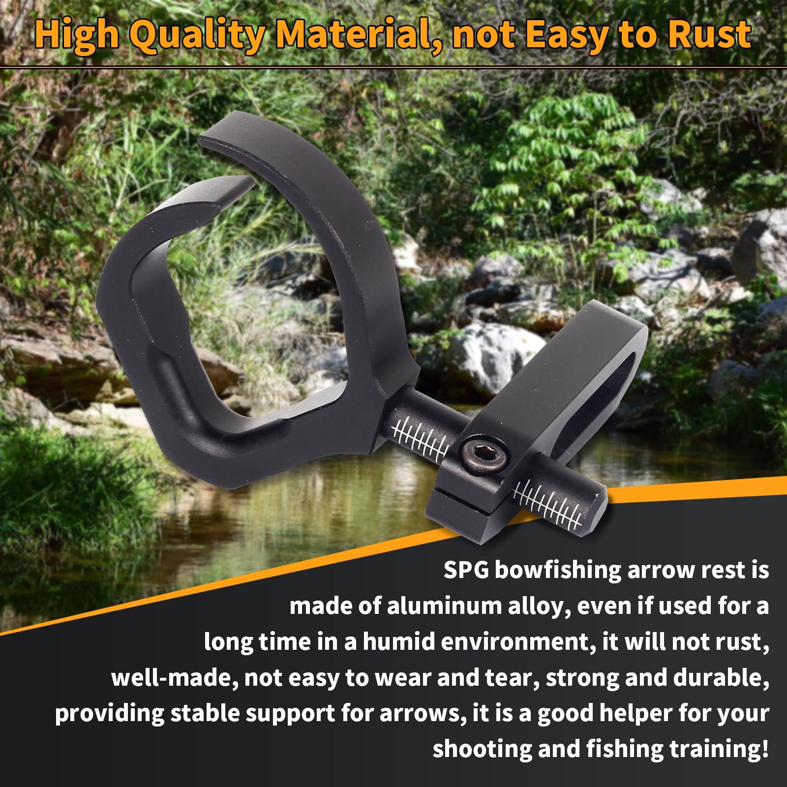 Aluminum Bowfishing Arrow Rest - Anodized and Durable - Adjustable Semi-Open ...