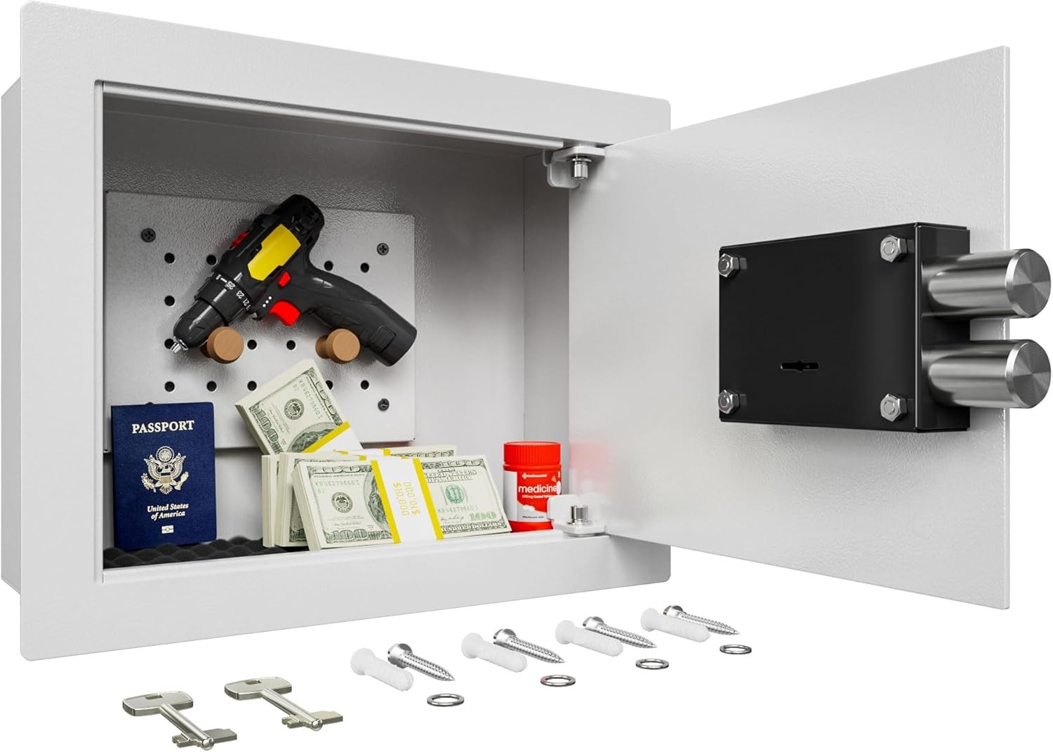 Small Hidden In Wall Safe Between 16" Studs, 0.327 cu ft Security Floor Safe wit