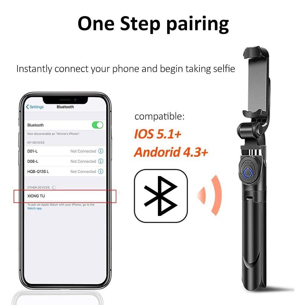 Compatible with iPhone/Android Selfie Stick Tripod for iPhone with Remote US