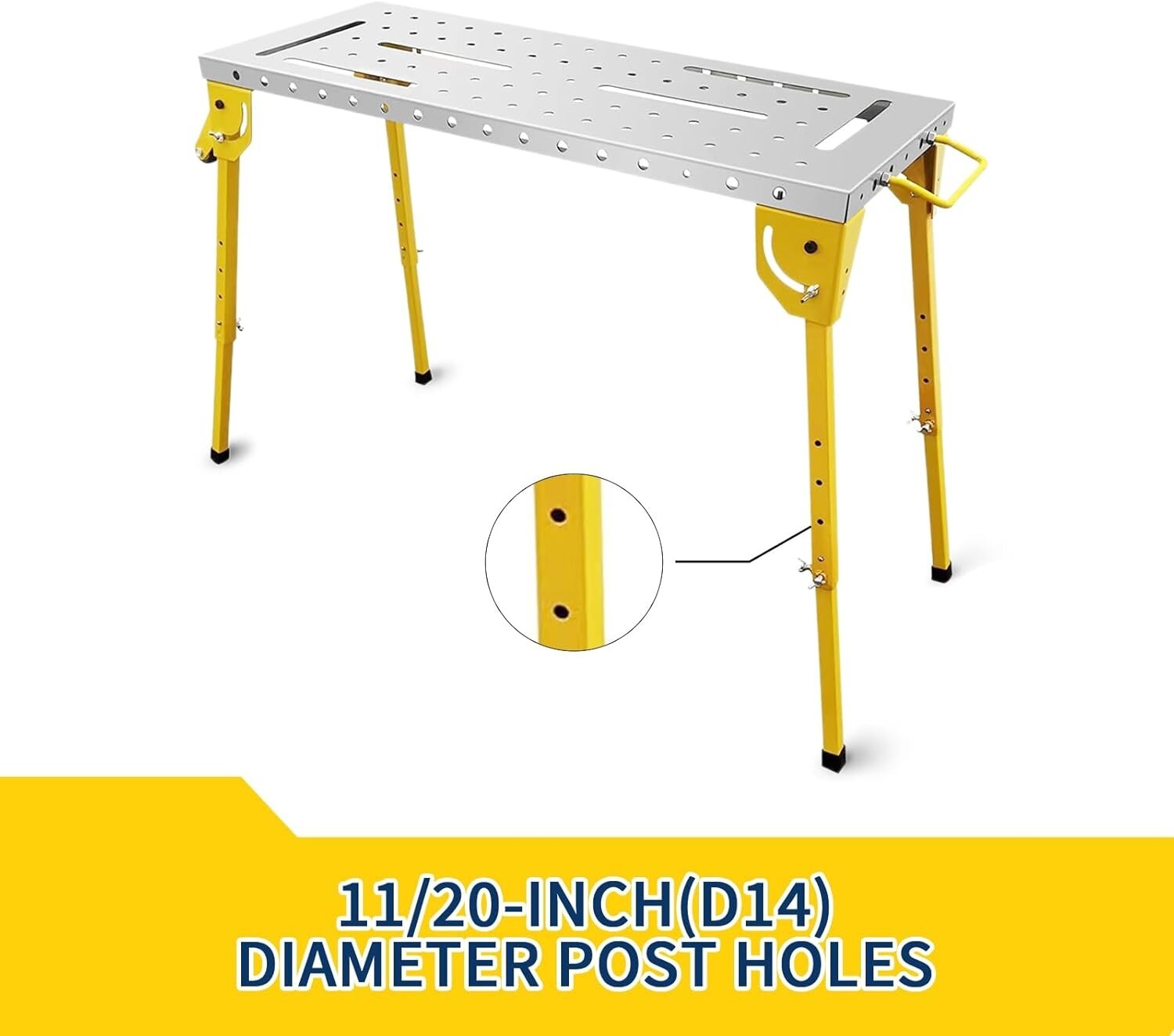 46x18 Inch Welding Table 1000LB Folding Workbench with Wheels Adjustable Height