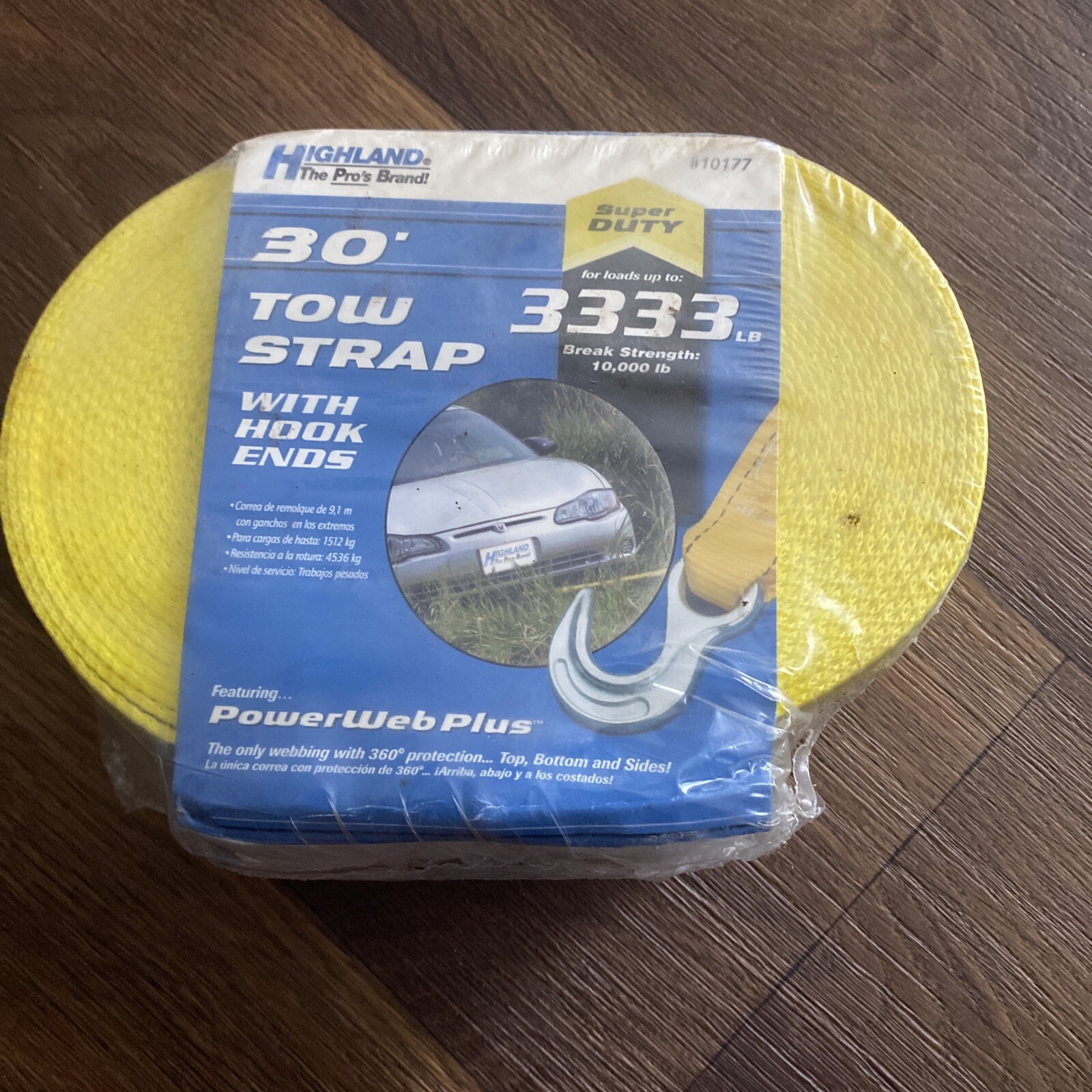 New Highland Super Duty 30 Foot Tow Strap With Hook Ends