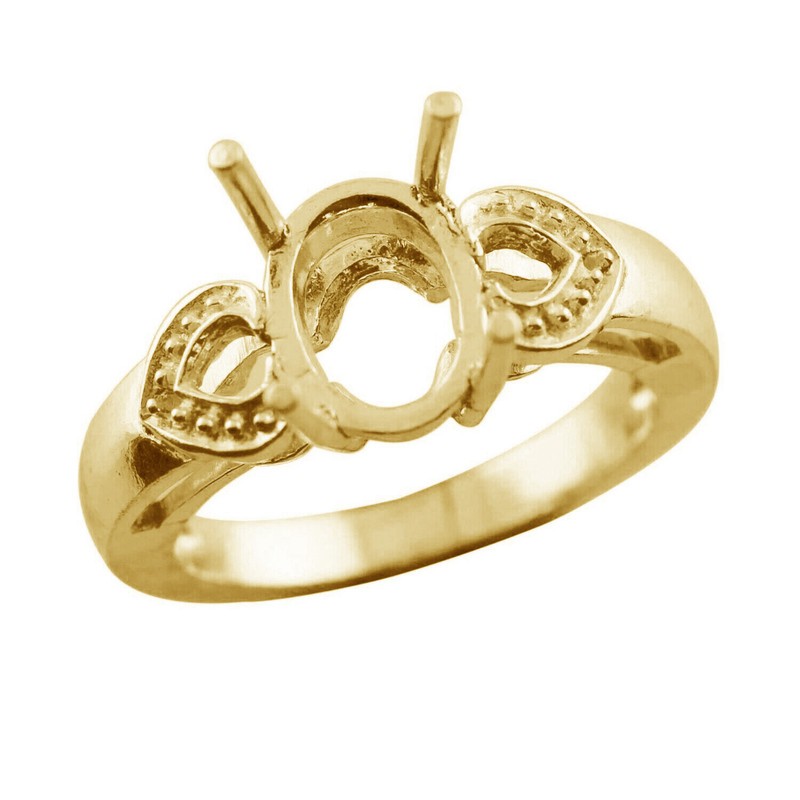 Semi Mount Causal Ring 7X9MM Oval Shape Cabusion Cut Sterling Silver