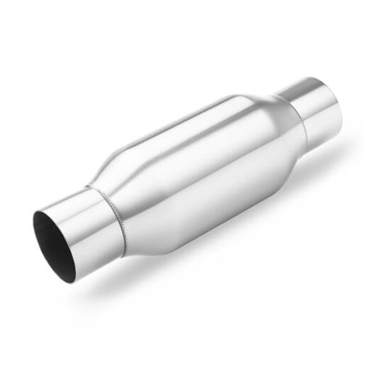 Inlet Exhaust Resonator Inlet Outlet 12" Overall Length 2.5" Silver Polished