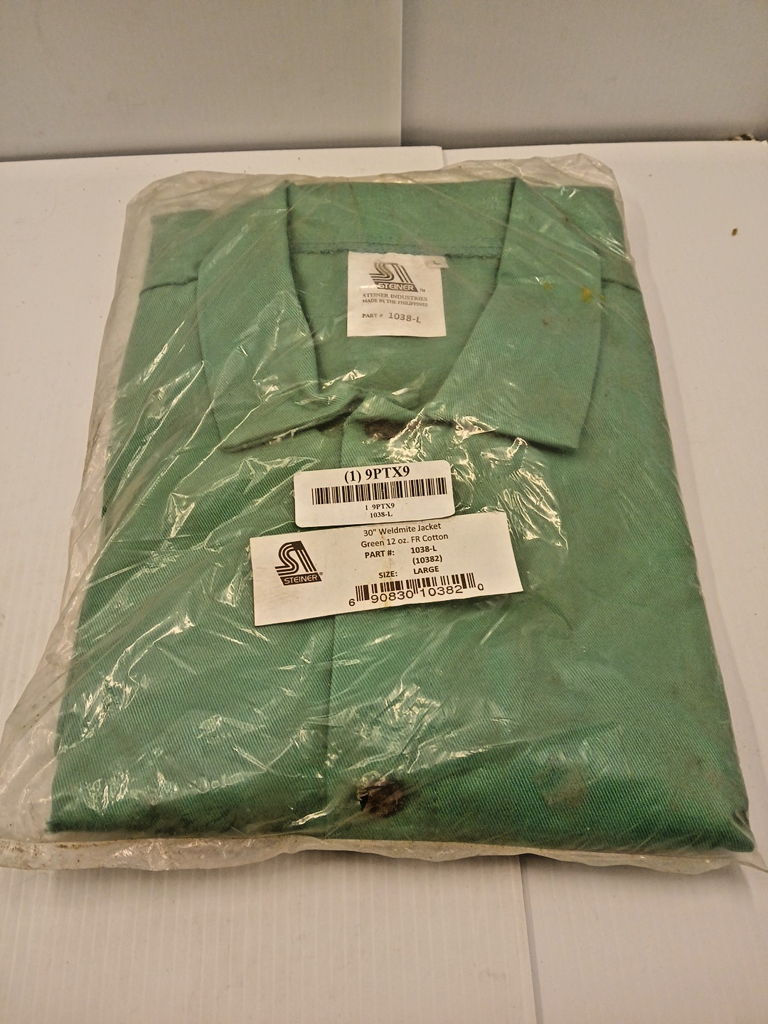 STEINER 1038-L Welding Jacket,L,30",Green 9PTX9