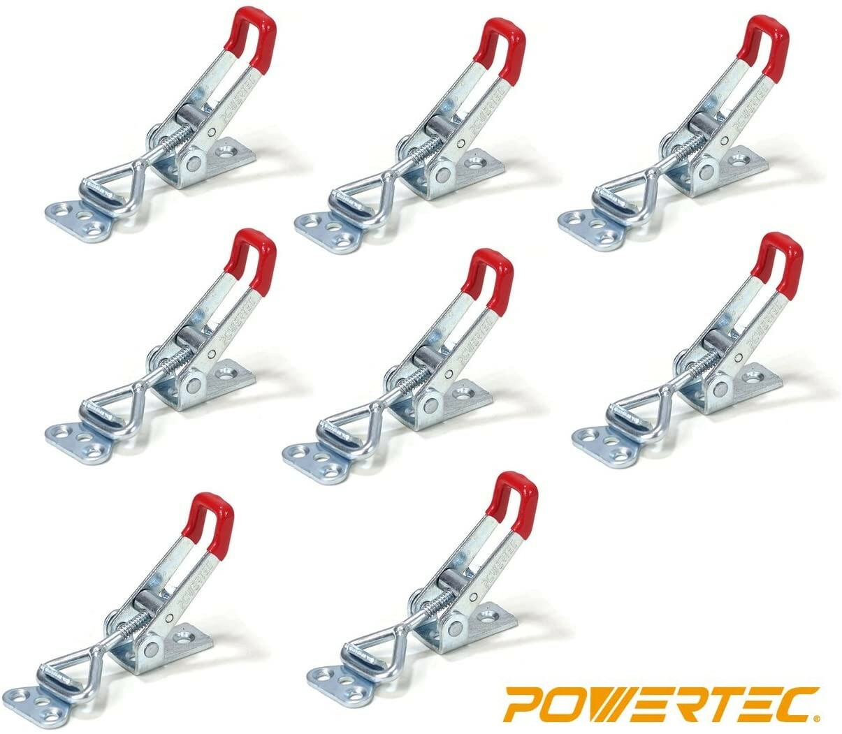 POWERTEC Pull Action Latch Toggle Clamp Red Vinyl Handle-220 lbs Capacity-8pcs