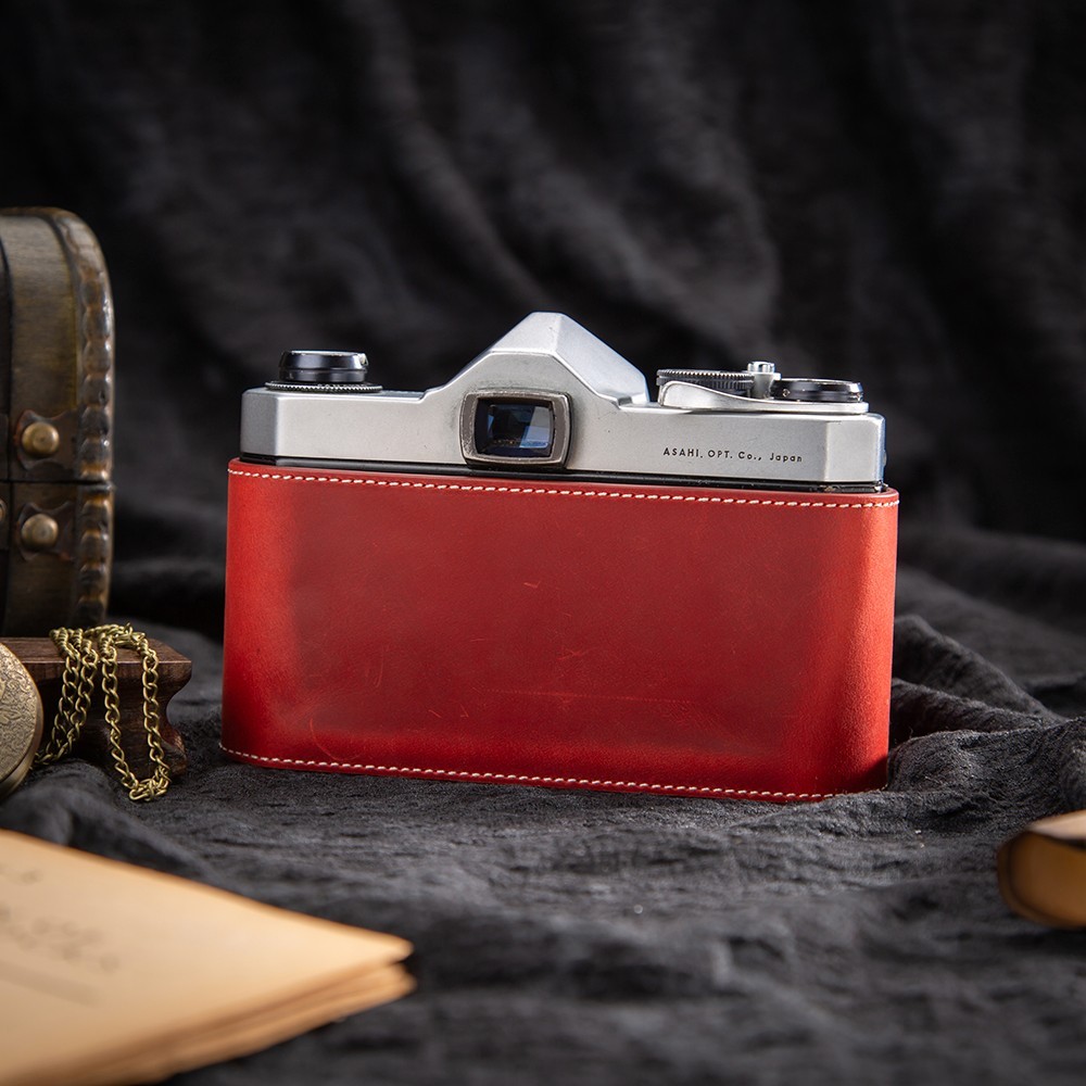 Handmade Genuine Real Leather Half Camera Case Bag Cover For Pentax SP