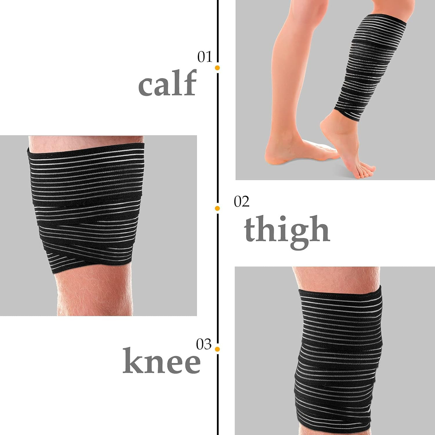 Compression Bandage Wraps for Leg, Elastic Calf Sleeve, Adjustable plus Size (2