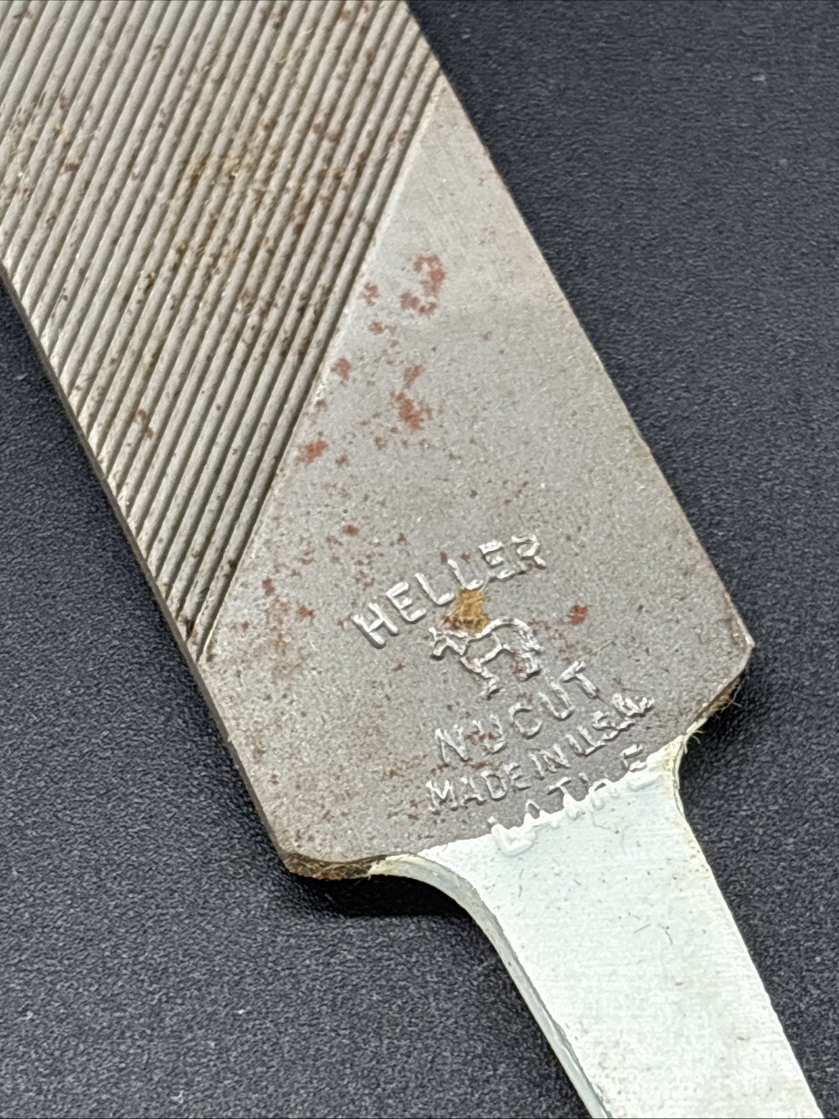 Heller NuCut Single Cut Long Flat Angle Lathe 10” File Unused With Horse Logo