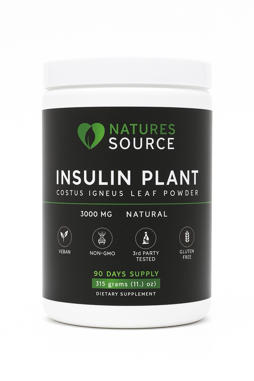 Nature’s Source Insulin Plant–Costus Igneus Leaf Powder–315g–90-Day Supply–Vegan