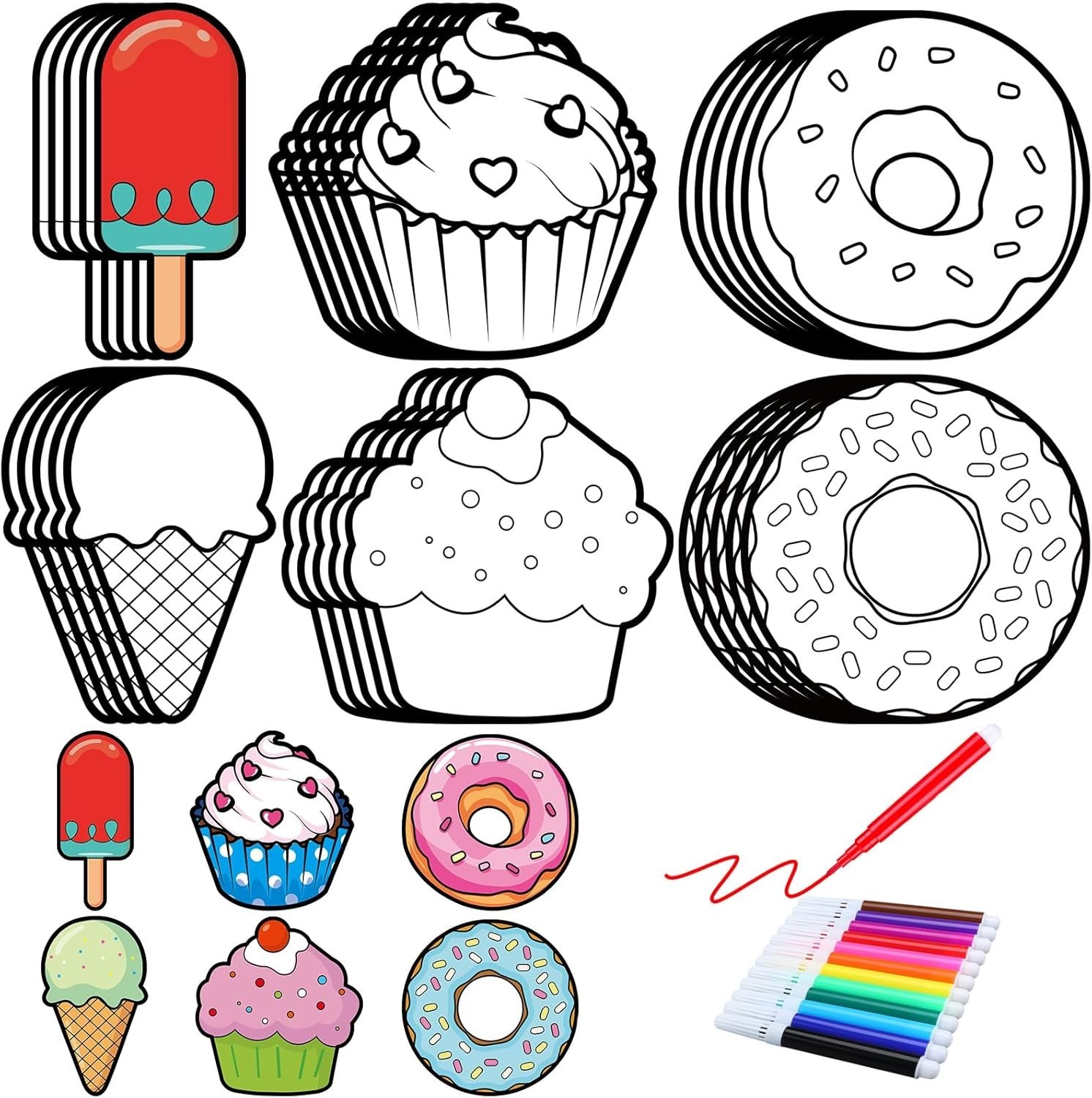 30 Pcs Crafts Magnets for Kids DIY Coloring Sweet Treat Kit