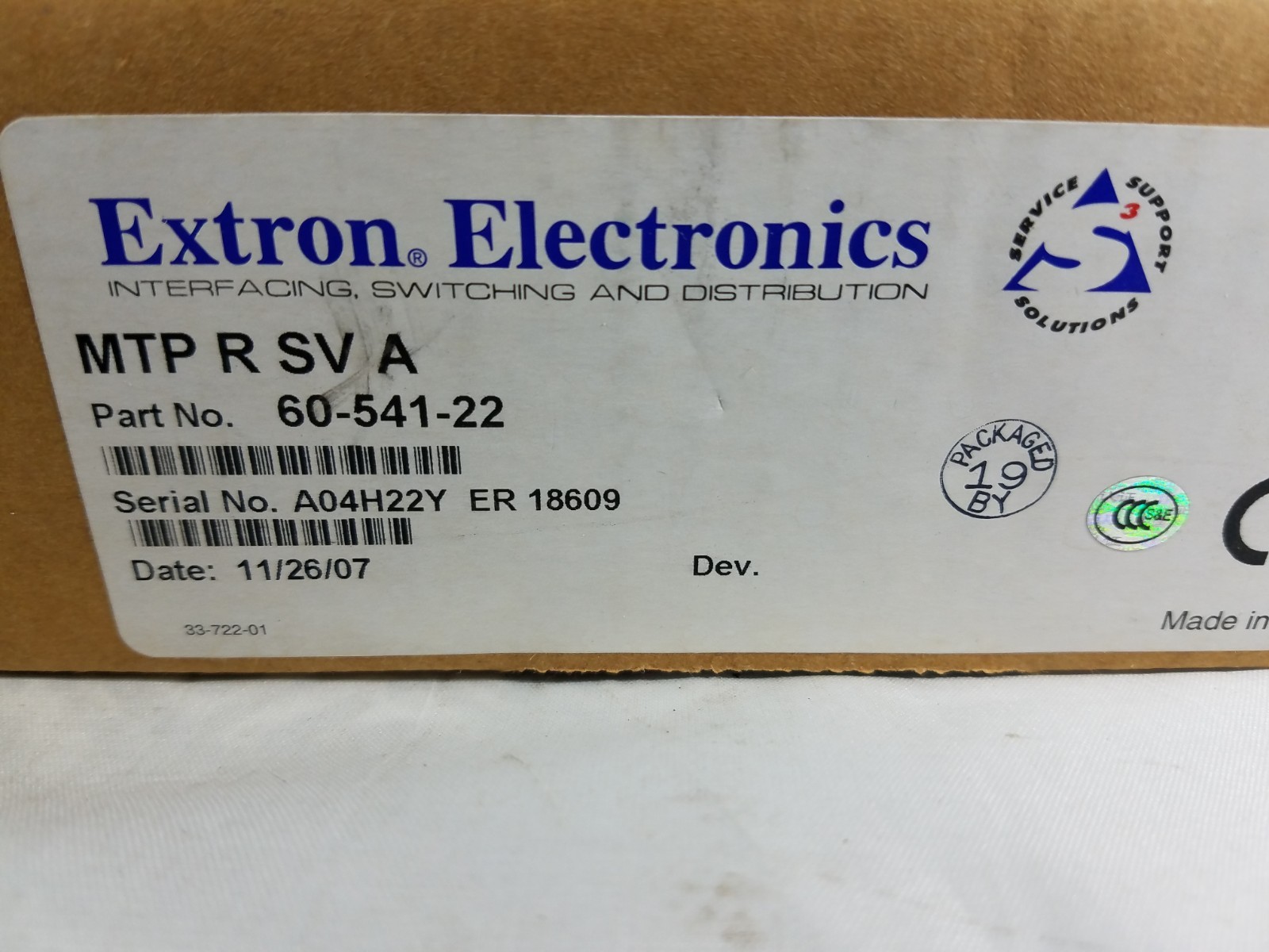 EXTRON 60-541-22, MTP R SV A