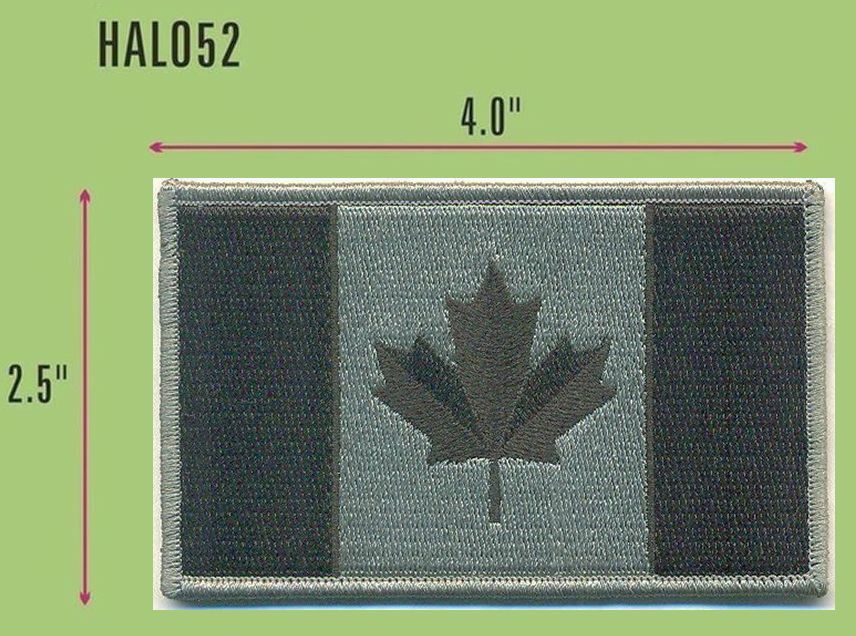 HALO TACTICAL GRAY ON BLACK CANADA FLAG PATCH - HALO52