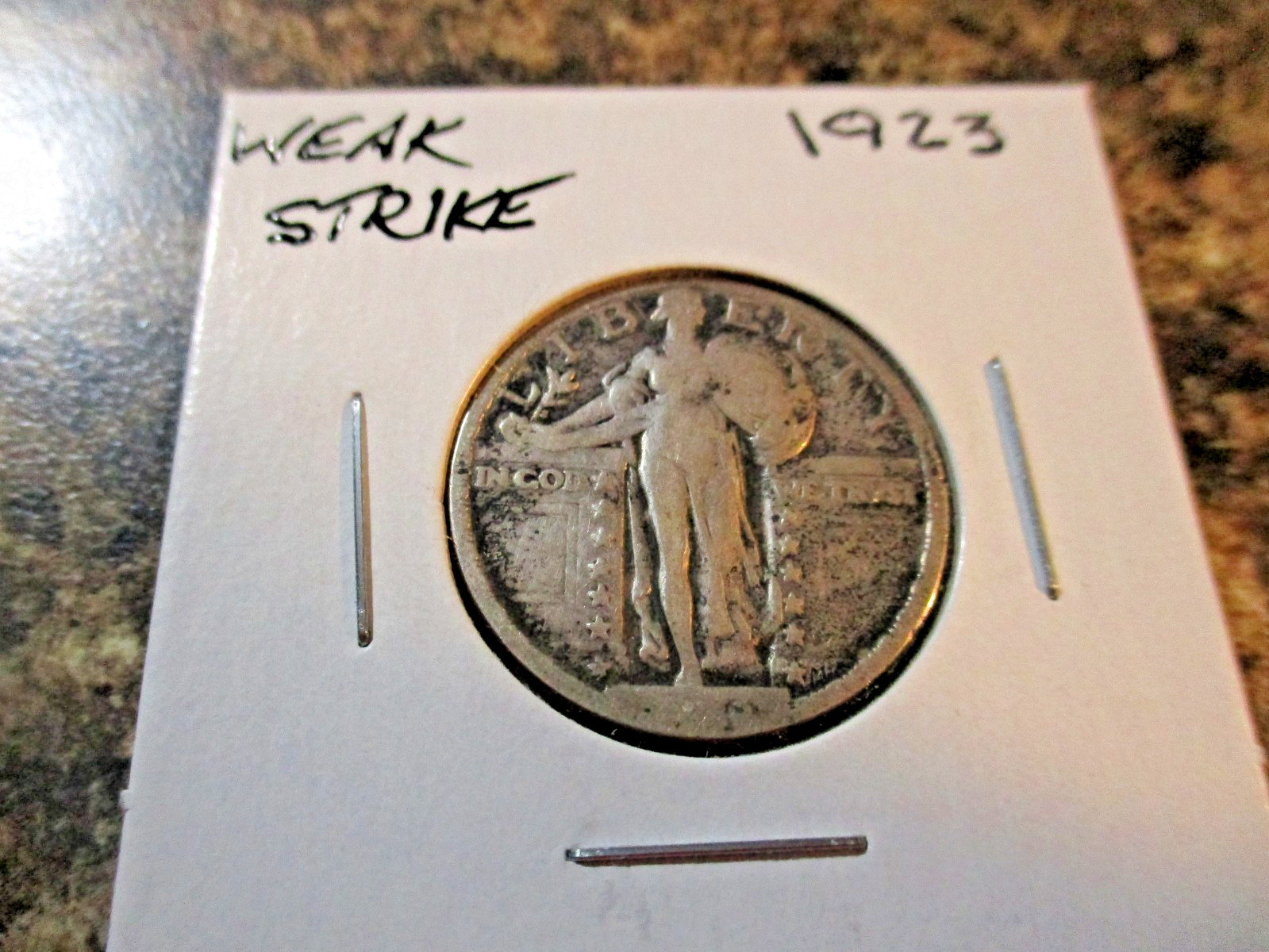 1923 STANDING LIBERTY SILVER QUARTER WEAK STRIKE    MB